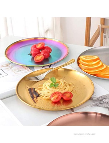Stainless Steel Plate 9 Inch Reusable Metal Dinnerware Dishes for Party Picnic BBQ Serving Camping Plate 4 Pack Multicolor
