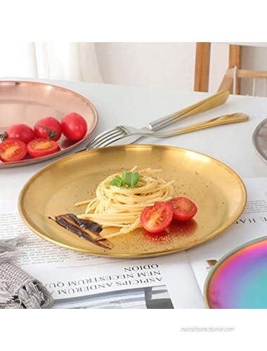 Stainless Steel Plate 9 Inch Reusable Metal Dinnerware Dishes for Party Picnic BBQ Serving Camping Plate 4 Pack Multicolor