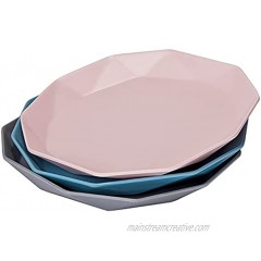 YHYYTCGO Melamine Dinner Plate 10 inch Salad Plate Appetizer Shallow Plates Serving for Lunches,Cheese Salad,Polygon,Geometric tableware,Dessert Set of 62 Pink 2 Grey 2 Light blue