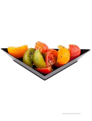 4 x 2 Inch Mini Appetizer Plates 100 Disposable Triangle Plates Serve Hors D'oeuvres Samples or Snacks For Parties or Catering Black Plastic Mini Dessert Plates Restaurantware