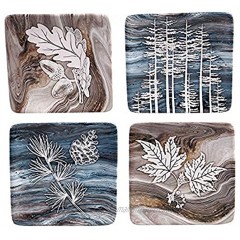 Certified International Fluidity Lodge 6" Canape Luncheon Plates Set of 4 Assorted Designs,