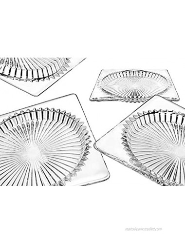 Crystal Prism Canape Appetizer Salad Dessert Plate Set of 4 6 inches