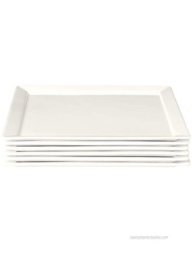 Fortessa Fortaluxe SuperWhite Vitrified China Dinnerware Tavola 12-Inch Square Flat Bottom Plates Set of 6