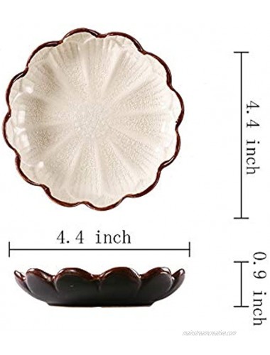 Gaolinci 4.4 Inches Lovely Sunflower Shaped Ceramics Seasoning Dishes Tea Bag Holders Ketchup Saucer Appetizer Plates Vinegar Spice Salad Soy Sushi Wasabi Seasoning Dipping Dishes Set of 3