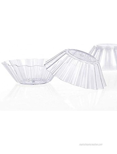 Healthcom 60 Pcs 3 inch Mini Clear Plastic Appetizer Plates Dessert Plates Flower Ice Cream Dessert Bowls Tasting Bowls Dishes Serving Plates Dip Sauce Snacks Plates Small Serving Cup Party Supplies