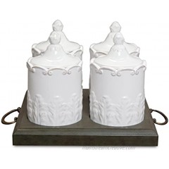 Isaac Mizrahi Chateau Fleur 9 Piece Embossed Porcelain Condiment Serving Set White