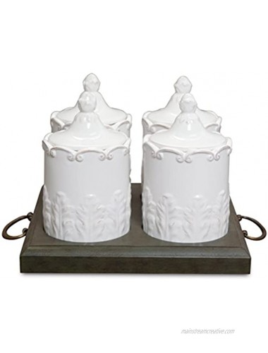 Isaac Mizrahi Chateau Fleur 9 Piece Embossed Porcelain Condiment Serving Set White