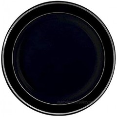 Kaya Black Plastic Appetizer Plate 7.5" | Silver Edge Rim | Pack of 10