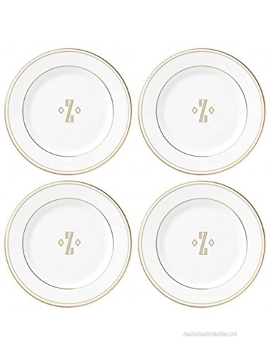 Lenox Federal Gold Block Monogram Dinnerware Tidbit Plates Set of 4 Z