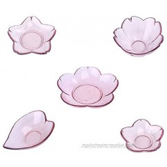Mary Paxton Sauce Dishes,5Pack Pink Glass Appetizer Plates Dipping Bowls Tasting Dishes Sakura Flower Heart Shape Serving Dish Seasoning Saucers Bowl Little Bowls Crystal Ice Cream Snack Condiment Set