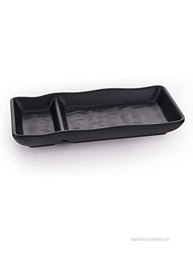 Melamine Divided Plate in Matte Black Durable Appetizer Dish with Extra Compartment 7 Inch