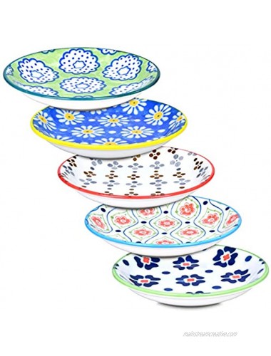 Mino Ware Japanese Small Appetizer Plate Dinner Salad Desert Cake Scandinavia Flour Design Chawan Set of 5