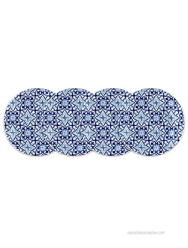 Q Squared Talavera in Azul BPA-Free Melamine Appetizer Plate 5-1 2 Inches Set of 4 Blue and White