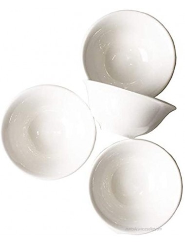 Set of 4 Solid Pure White Simple Asian Chinese Japanese Small Round Porcelain Ceramic Bowls for Tapas Appetizers Sushi Condiment Sauce Dessert Snack Nuts Candy 3.8 inch wide