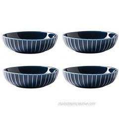 Sizikato 4pcs Retro Striped Embossed Ceramic Soy Sauce Dipping Bowls Side Dishes for Snack Sushi Fruit Appetizer Dessert. 4 Inches