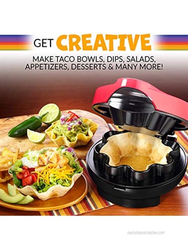 Taco Tuesday Baked Tortilla Bowl Maker Uses 8 or 10 Inch Shells Perfect for Tostadas Salads Dips Appetizers & Desserts 10-Inch Red