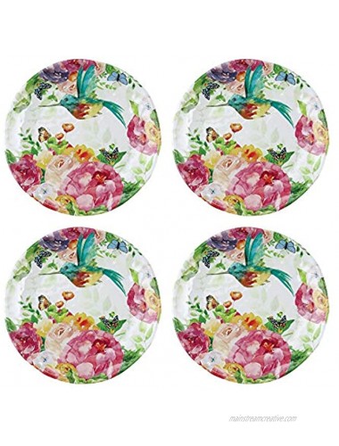 UPware 4-Piece Rose Garden Melamine 6 Inch Serving Plates Appetizer Plates Dessert Plates