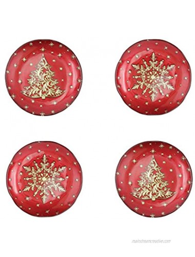 Vietri Festa Glass Cocktail Plates Set of 4 Holiday Tableware Accents Gifts and Decor