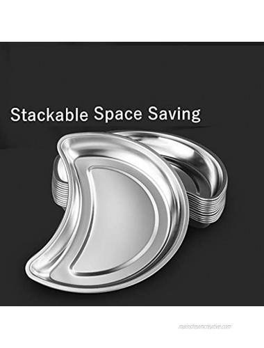XYLA Stainless Steel Moon Plate Family Dinner Creative Hot Pot Plate Crescent Dish Small Platter Dinner Party Space Saving Plate 2