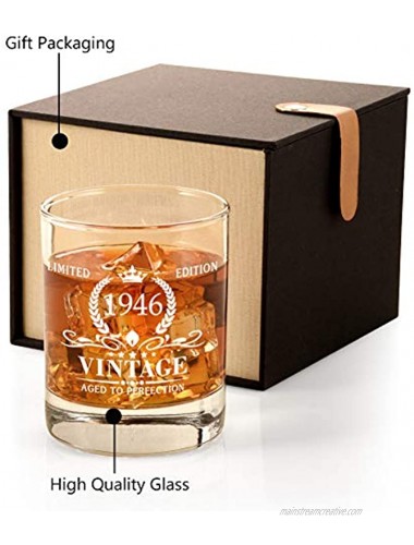 1946 75th Birthday Gifts for Men Vintage Whiskey Glass 75 Birthday Gifts for Dad Son Husband Brother Funny 75th Birthday Gifts Present Ideas for Him 75 Year Old Bday Party Decoration