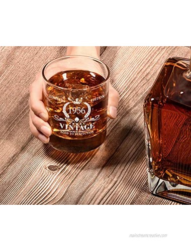 1956 65th Birthday Gifts for Men Vintage Whiskey Glass 65 Birthday Gifts for Dad Son Husband Brother Funny 65th Birthday Gifts Present Ideas for Him 65 Year Old Bday Party Decoration