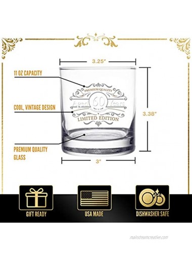 1961 Vintage Edition Birthday Whiskey Scotch Glass 60th Anniversary 11 oz- Vintage Happy Birthday Old Fashioned Whiskey Glasses for 60 Year Old- Classic Lowball Rocks Glass- Birthday Reunion Gift