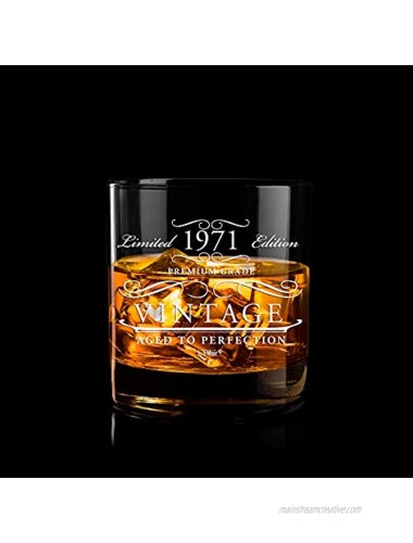 1971 50th Birthday Gifts Whiskey Glass Men Women | Birthday Gift for Man Woman turning 50 | Funny 50 th Party Supplies Decorations Ideas | Fifty Year Old Bday |50 Years Gag Vintage Gag Presents Mens