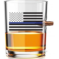 .308 Authentic Solid Copper Projectile Whiskey Rocks Glass Thin Blue Line Police Flag