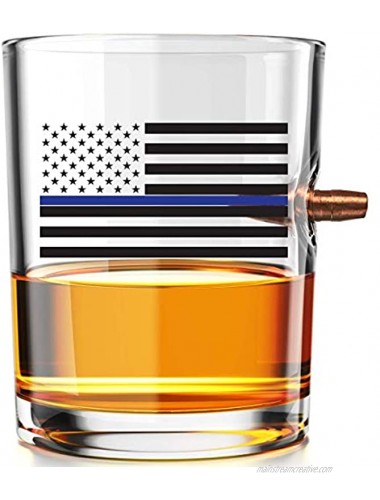 .308 Authentic Solid Copper Projectile Whiskey Rocks Glass Thin Blue Line Police Flag