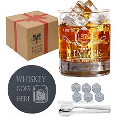 50th Birthday Gifts for Men 1971 Old Fashion Whiskey Glass Gift Boxed Set Funny Whiskey Gifts Anniversary Fathers Day Retirement Gifts for 50 Year Old Men Grandfather Dad Husband Friends