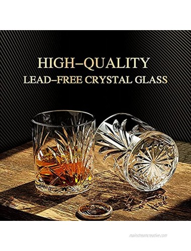 Aclinko Old Fashioned Whiskey Glasses Set of 2 for Him 10oz Rocks Barware Crystal Whiskey Gifts for Men for the Home Bourbon Scotch and Cocktail Party Supplies