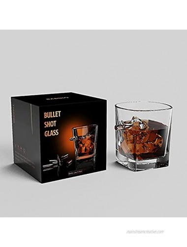 Bariho Bullet Whiskey Glasses Set of 2,Unique 9.1 oz Bullet Shot Glasses Gifts for Men Dad and Husband for Birthday or Anniversary