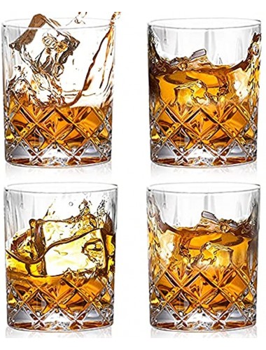 Bedoo Crystal Old Fashioned Whiskey Glasses Set of 4 11 Oz Rocks Whiskey Glasses in Luxury Gift Box Bourbon Glasses for Drinking Scotch Whisky Cocktail Cocktail Tumblers Bar Glasses