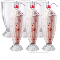 Cedilis 6 Pack Milkshake Glass with 6 Long Metal Spoons,Old Fashioned Soda Glasses Fountain Classic Glass for Ice Cream Clear 12oz