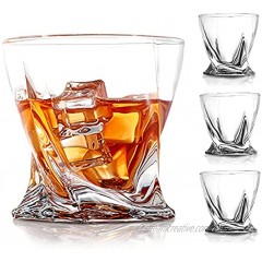 COPLIB Whiskey Glasses Set of 4 -11 OZ Old Fashioned Glasses Premium Crystal Glasses Perfect for Whiskey Lovers Rocks Glasses for Scotch Bourbon Liquor Rum and Cocktail Drinks Twist
