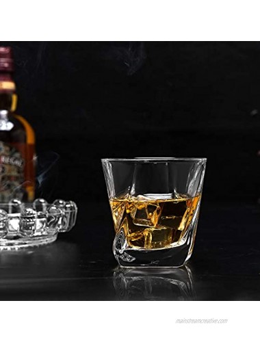 Crystal Whiskey Glass 7 Oz Set of 4 Old Fashioned Lowball Tumblers for Bourbon Scotch Cocktail Whisky Rum Liquor Vodka KANARS Rocks Barware Unique Gifts For Men Women Dad