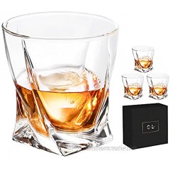 Crystalear Set of 4 Pack Rocks Whiskey Glasses 10oz Crystal Glassware with Luxury Gift Box Premium Lead-Free Wine Glasses for Drinking Bourbon Scotch Whisky Cocktails Cognac