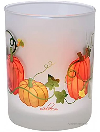 Culver Holiday Decorated Frosted Double Old Fashioned Tumbler Glasses 13.5-Ounce Gift Boxed Set of 2 Harvest Pumpkins