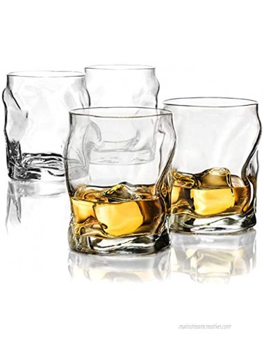 Double Old-Fashioned Whiskey Glasses Set of 4 Whiskey Glass Set 14¼-Ounce Crystal-Clear Cocktail Glasses Barware For Whisky Bourbon Scotch Water Juice Rock Glasses Drinking Glasses Set.