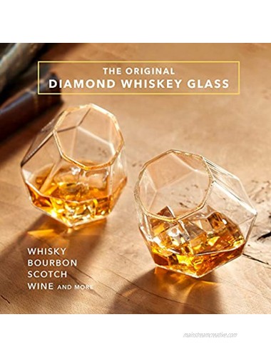 Dragon Glassware Diamond Whiskey Glasses Lead-Free Crystal Clear Glass 10-Ounce Comes in Luxury Gift Packaging Set of 2