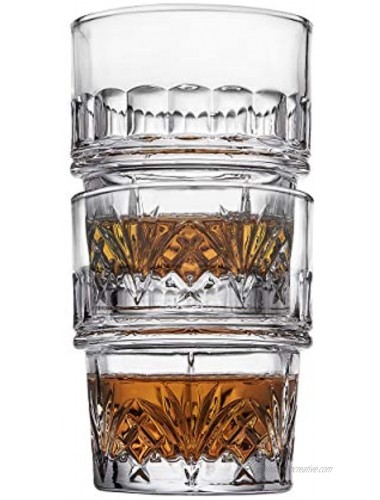 Godinger Stackable Old Fashioned Whiskey Glasses Set of 4 Dublin 10oz