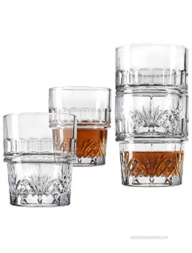 Godinger Stackable Old Fashioned Whiskey Glasses Set of 4 Dublin 10oz