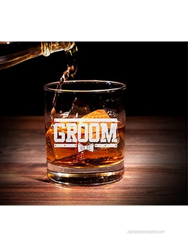 Groom Bow Tie Whiskey Glass Wedding Bachelor Party Gift for Groom