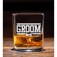 Groom Bow Tie Whiskey Glass Wedding Bachelor Party Gift for Groom