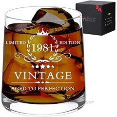 Happy 40th Birthday Gifts for Men Funny Gag 40 Years Old Man Gift for Him Turning 40 Bday Year Ideas for Mens Husband Party Decorations Supplies Vintage 1981 Whiskey Glass 9.5oz