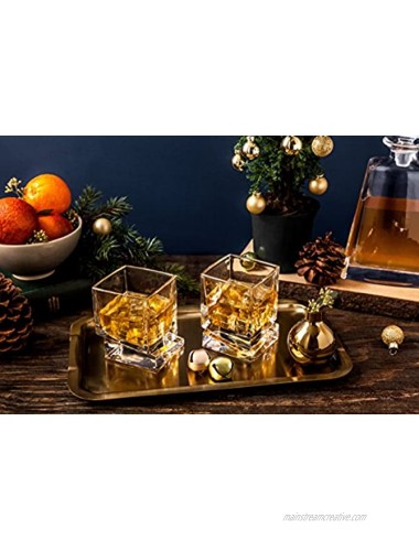 JoyJolt Carre Square Scotch Glasses Old Fashioned Whiskey Glasses 10-Ounce Ultra Clear Whiskey Glass for Bourbon and Liquor Set Of 2 Glassware