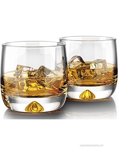 MOFADO Crystal Whiskey Glasses Trendy Curved 11oz Set of 2 Hand Blown Crystal in a Gift Box Perfect for Scotch Bourbon Manhattans Old Fashioned Cocktails