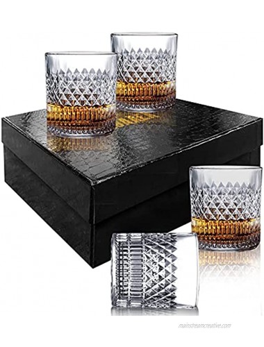 Msaaex Whiskey Glasses Old Fashioned Whiskey Glass Barware for Scotch Bourbon Liquor and Cocktail Drinking for Men Set of 4
