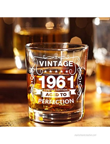 Old Fashioned Glasses-1961-Vintage 1961 Old Time Information 10.25oz Whiskey Rocks Glass -60th Birthday Aged to Perfection 60 Years Old Gifts Bourbon Scotch Lowball Old Fashioned-1PCS