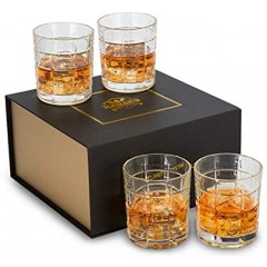 Old Fashioned Whiskey Glass 10 Oz KANARS Crystal Rocks Glasses Set of 4 in Gift Box for Cocktail Bourbon Scotch Irish Whisky or Cognac Bar Lowball Glass for Men